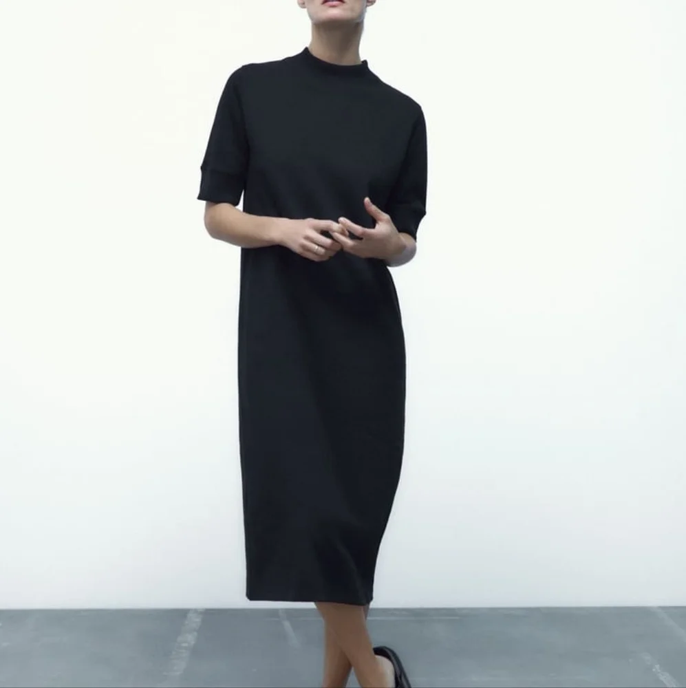 Zara Trafaluc Black Ribbed Sweater Dress Women's Size Small - Picture 2 of 6